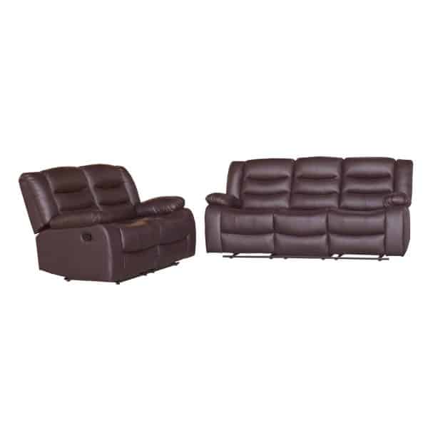 3+2 Seater Recliner Sofa In Faux Leather Lounge Couch in Brown - Image 2