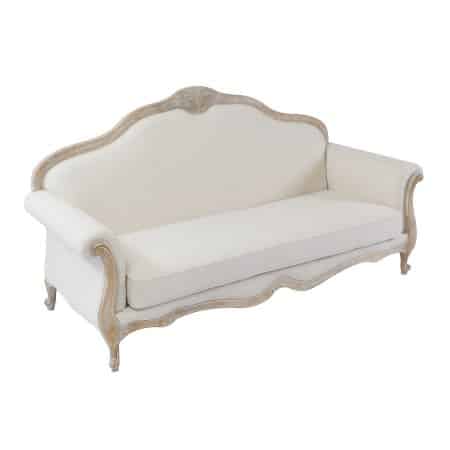 3S+2S+1X Wing Chair Oak Wood White Washed Finish Rolled Armrest Linen Sofa Fabric - Image 2