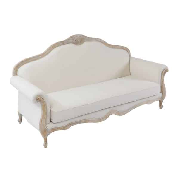 3S+2S+1X Wing Chair Oak Wood White Washed Finish Rolled Armrest Linen Sofa Fabric - Image 2