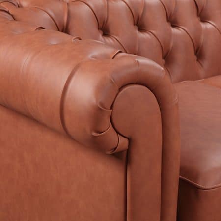 2 Seater 3 Seater Brown Sofa Lounge Set Button Tufted in Faux Leather - Image 2