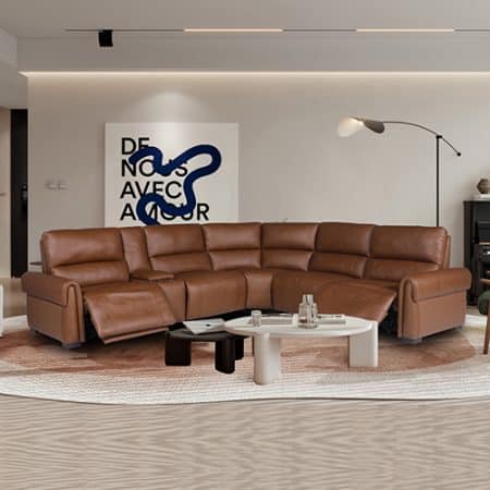 Havana 6 Seater Genuine Leather Recliner Sofa Power Slide Chaise Zero Gravity Mechanism - Image 2
