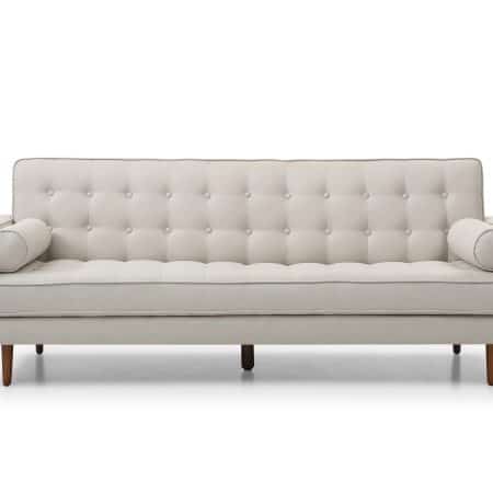 Sofa Bed 3 Seater Button Tufted Lounge Set for Living Room Couch in Fabric Beige Colour - Image 2