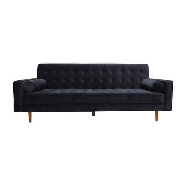 Sofa Bed 3 Seater Button Tufted Lounge Set for Living Room Couch in Velvet Black Colour - Image 2