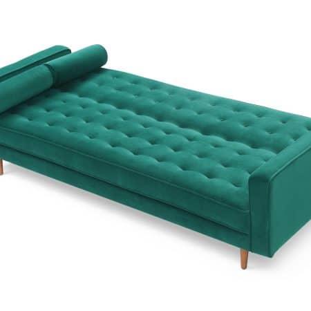 Sofa Bed 3 Seater Button Tufted Lounge Set for Living Room Couch in Velvet Green Colour - Image 2