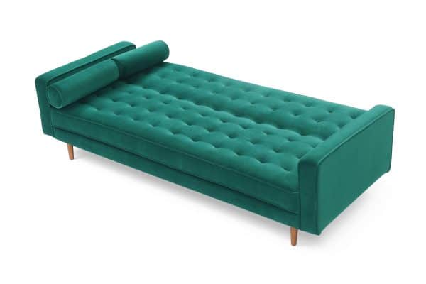 Sofa Bed 3 Seater Button Tufted Lounge Set for Living Room Couch in Velvet Green Colour - Image 2