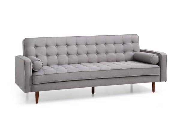 Sofa Bed 3 Seater Button Tufted Lounge Set for Living Room Couch in Fabric Grey Colour - Image 2