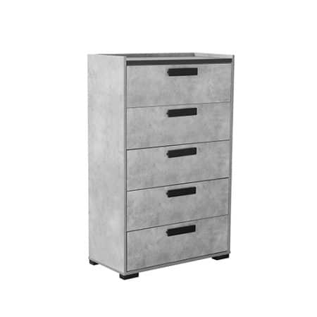 Dressing Chest With 6 Storage Drawers MDF Mirror Combination of Black & Cement Colour - Image 2
