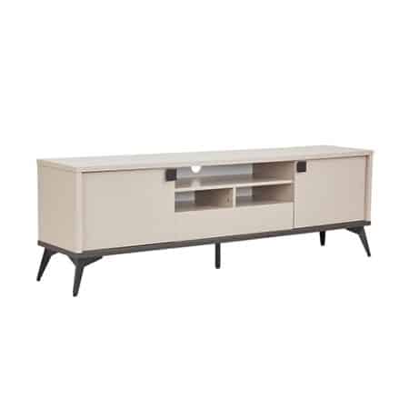 TV Cabinet with Storage Drawer Open Shelve Cabinet MDF in Champagne Colour - Image 2