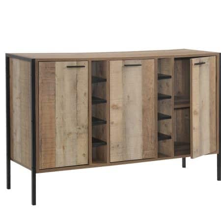 Wine Cabinet with 2 Strorage and open Selves Bar Cabinet Cupboard in Oak Colour - Image 2