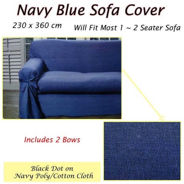 Navy Blue Dots Sofa Cover 1 to 2 Seater 230 X 360cm - Image 2