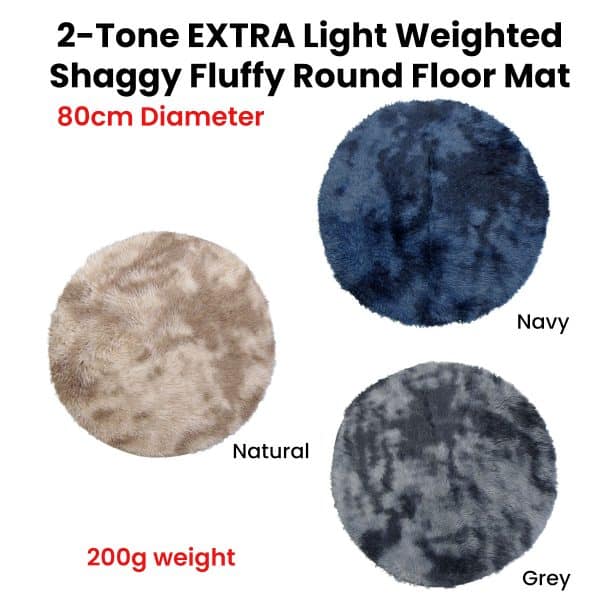 2-Toned Extra Light Weighted Shaggy Fluffy Floor Mat Grey - Image 2