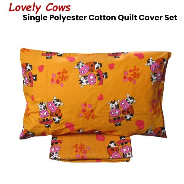 Lovely Cows Polyester Cotton Quilt Cover Set Single - Image 2
