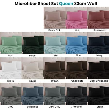 Art Terrace Microfiber Sheet Set Queen 33cm Wall Charcoal - Image 2
