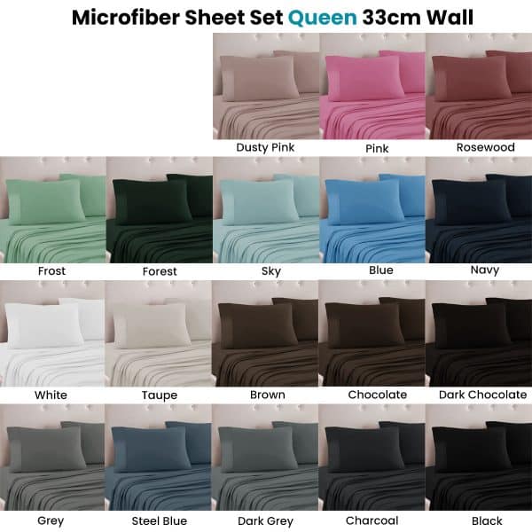 Art Terrace Microfiber Sheet Set Queen 33cm Wall Charcoal - Image 2