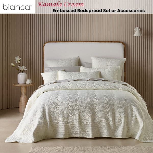 Bianca Kamala Cream Embossed Bedspread Set King Single - Image 2