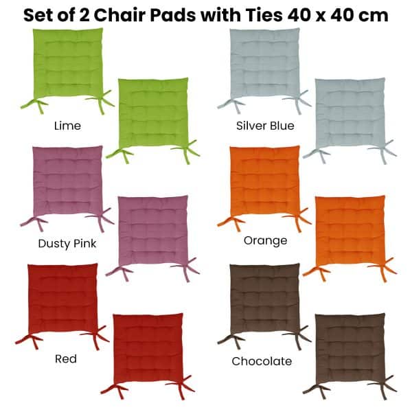 Set of 2 Chair Pads with Ties 40 x 40 cm Orange - Image 2
