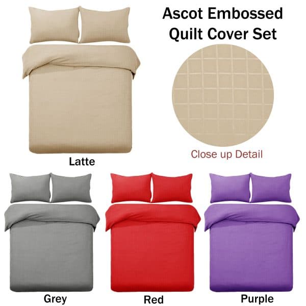 Designer Selection Ascot Embossed Quilt Cover Set Latte Queen - Image 2