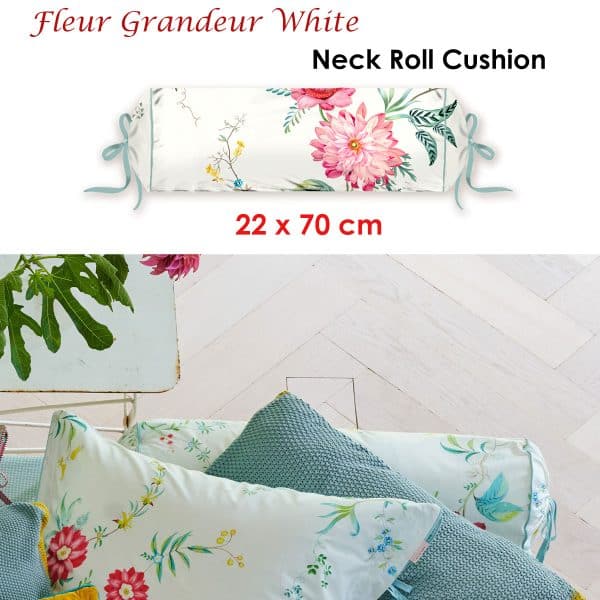 PIP Studio Fleur Grandeur White Neck Roll Cushion - Image 2