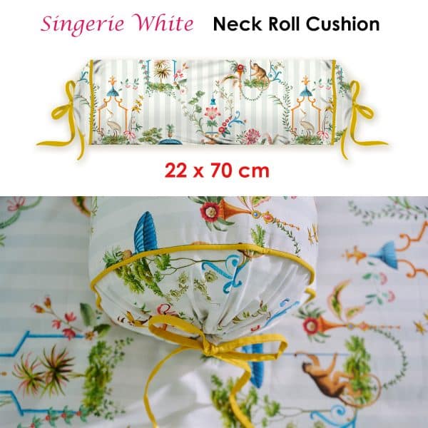 PIP Studio Singerie White Neck Roll Cushion - Image 2