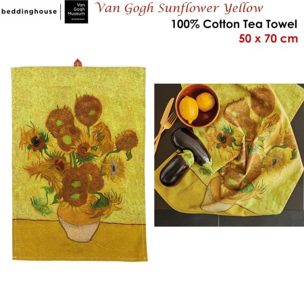 Bedding House Van Gogh Sunflower Yellow Tea Towel - Image 2