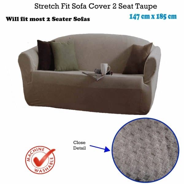 IDC Homewares Stretch Fit Couch Sofa Cover Taupe 2 Seater 147 x 185 cm - Image 2