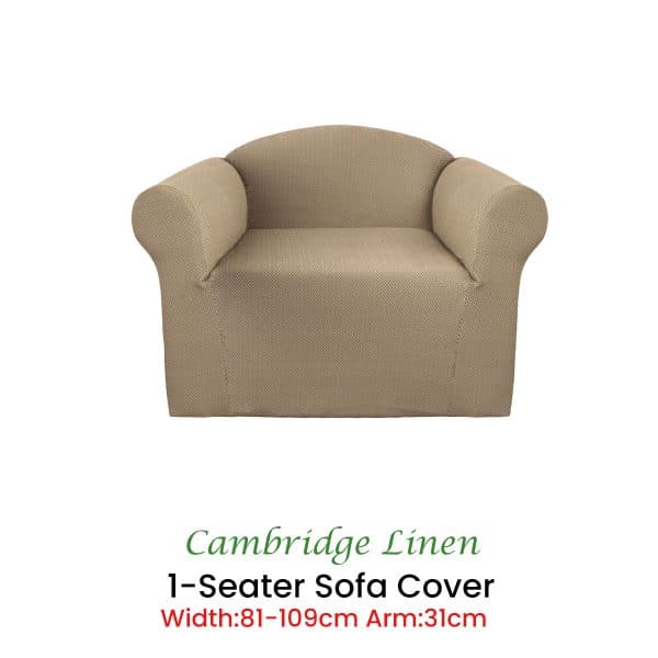 Elan Cambridge Extra-stretch Couch Cover Linen One Seater Linen - Image 2