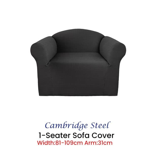 Elan Cambridge Extra-stretch Couch Cover Steel One Seater Steel - Image 2