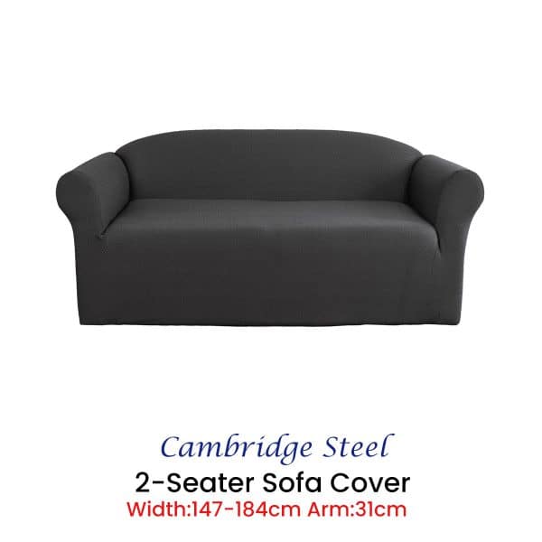 Elan Cambridge Extra-stretch Couch Cover Steel Two Seater Steel - Image 2