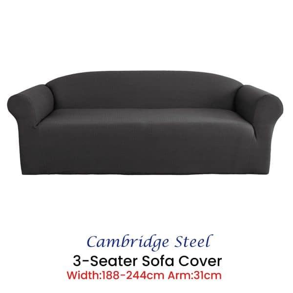Elan Cambridge Extra-stretch Couch Cover Steel Three Seater Steel - Image 2