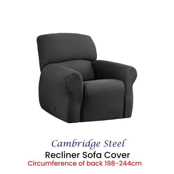 Elan Cambridge Extra-stretch Couch Cover Steel One Seater Recliner Steel - Image 2