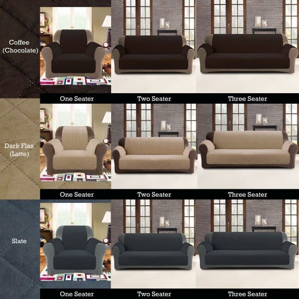 Custom Fit Sofa Cover Protector Two Seater Dark Flax (Latte) - Image 2