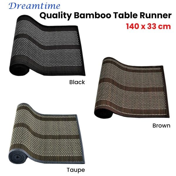 Dreamtime Bamboo Table Runner 140 x 33cm Brown - Image 2
