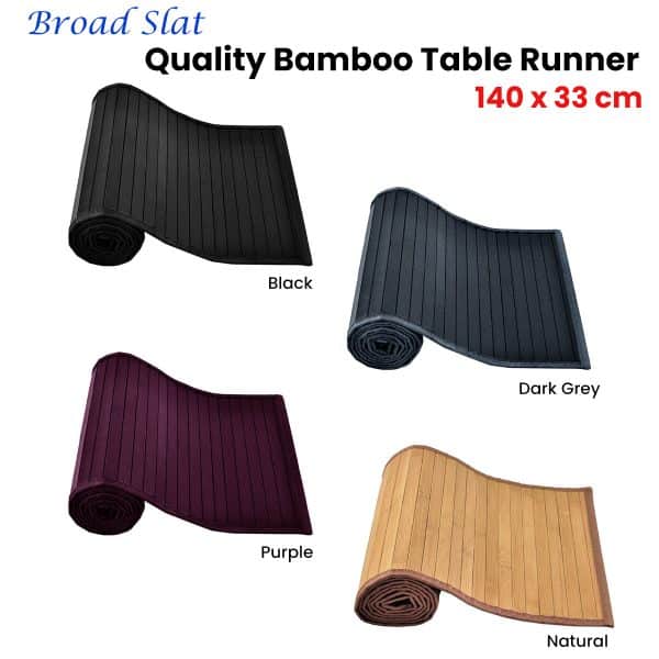 Broad Slat Bamboo Table Runner 140 x 33cm Purple - Image 2