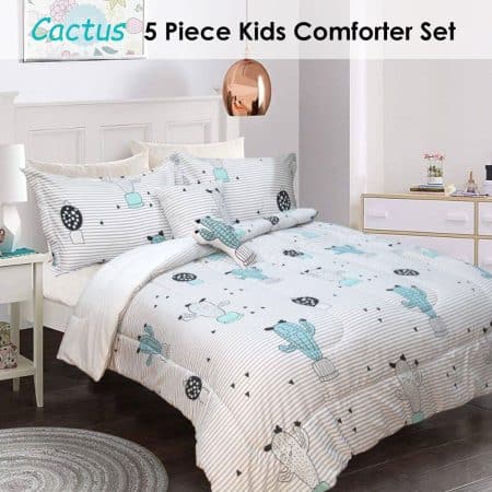 Ramesses 5 Piece Kids Comforter Set Cactus Single - Image 2