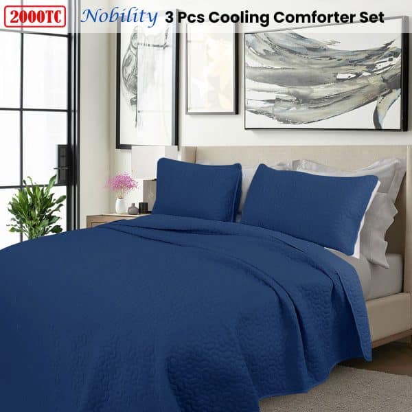 Shangri La 2000TC Nobility Cooling Embroidered 3 Pcs Comforter Set King - Image 2