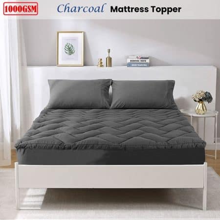 Ramesses 1000GSM Charcoal Mattress Topper Double - Image 2