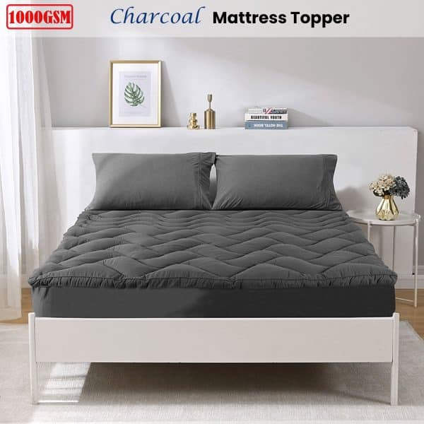Ramesses 1000GSM Charcoal Mattress Topper King - Image 2
