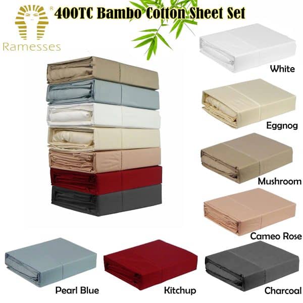 Ramesses 400TC Bamboo/Cotton Sheet Set Mushroom QUEEN - Image 2