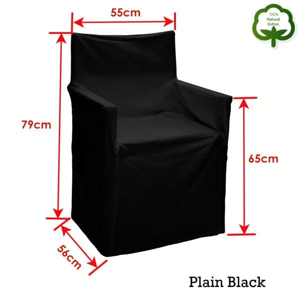 Rans Alfresco 100% Cotton Director Chair Cover - Plain Black - Image 2