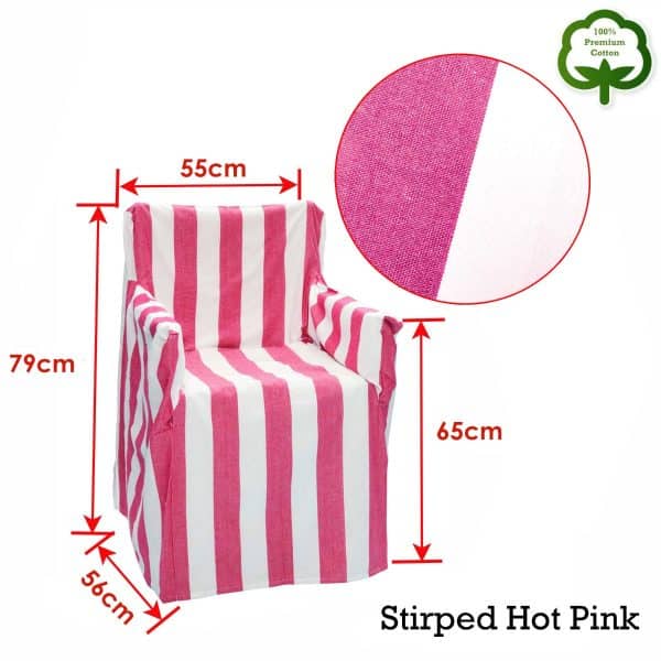 Rans Alfresco 100% Cotton Director Chair Cover - Striped Hot Pink - Image 2