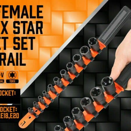 11Pc E-Torx Socket Set Female External Star Type E4-E20 3/8" 1/4" Dr. With Rail - Image 2