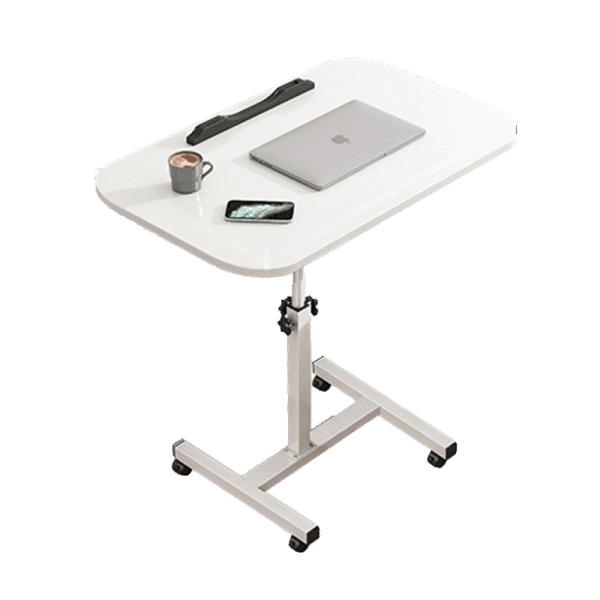 Movable lifting computer table bedside portable table(White)