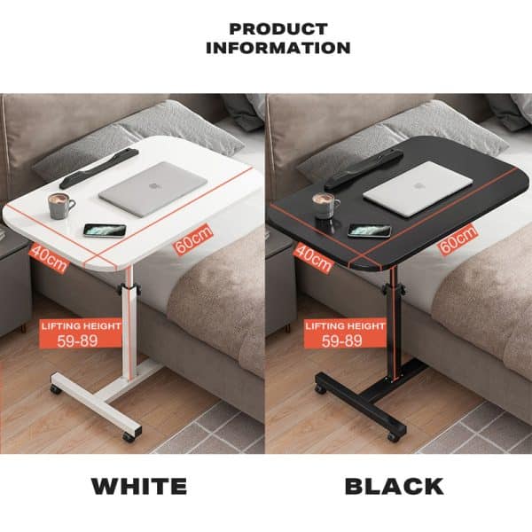Movable lifting computer table bedside portable table(White) - Image 2