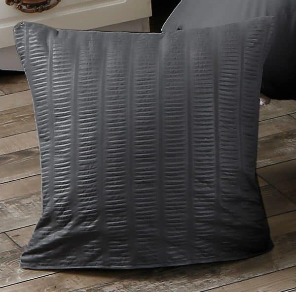 1000TC Premium Ultra Soft Seersucker Cushion Covers - 2 Pack - Charcoal - Image 2