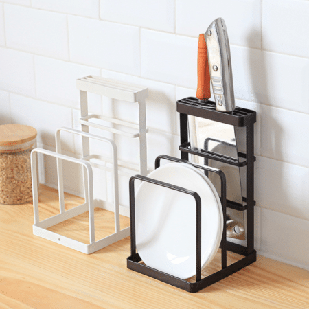 Knife & Chopping Board Shelf Stand White - Image 2