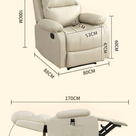 Faux Leather Push Back Theater Recliner Sofa Leisure Lazy Single Sofa for Living Room Bedroom