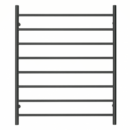 Premium Matte Black Heated Towel Rack - 8 Bars, Round Design, AU Standard, 1000x850mm Wide