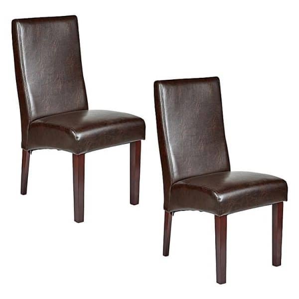 Set of 2 Rome Leather Brown Dining Chairs Durable Seat Wood Kitchen Cafe - Image 2