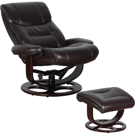 Julio Faux Leather Premium Reclining Lounge Arm Chair w/ Ottoman Swivel Sofa - Image 2