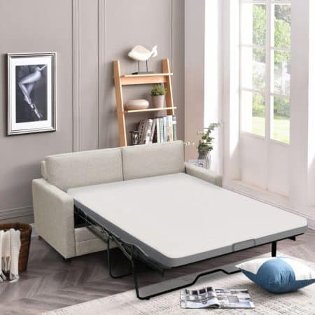 RAY 2 Seater Sofa bed with Separate Foam Mattress- Light grey - Image 2